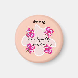 Imán Cuatro flores rosadas florales