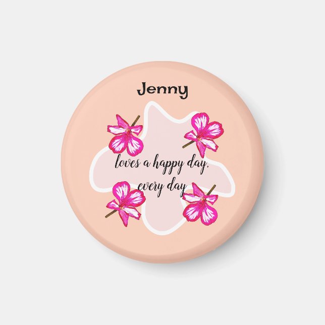 Imán Cuatro flores rosadas florales (Frente)