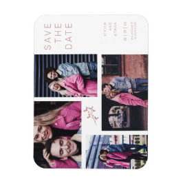 Imán Cuatro fotos del Boda de Collage Minimalista moder