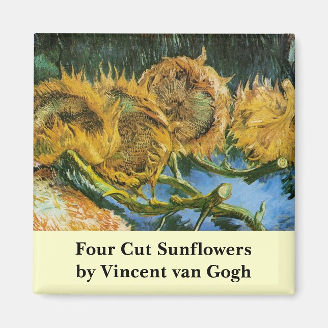 Imán Cuatro girasoles cortados por Vincent van Gogh (Frente)