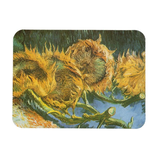 Imán Cuatro girasoles cortados por Vincent van Gogh, Be (Horizontal)