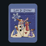Imán Cuatro muñecos de nieve<br><div class="desc">Diseño de Navidades hermosos y caprichosos. Ideal como un pequeño regalo para la familia,  amigos,  socios de negocios y clientes.</div>