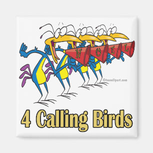 Imán cuatro pájaros llamantes cuarto día de navidades