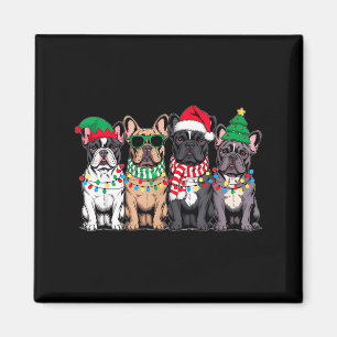 Imán Cuatro perros Bulldog Francés Navidad Divertido Sa