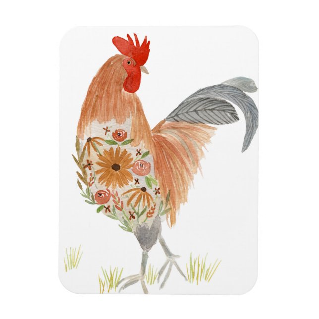 Imán Cubierta acuática de gallo floral (Vertical)