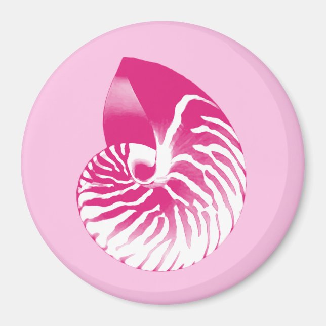 Imán Cubierta de Nautilus - fucsia rosa y blanca (Frente)