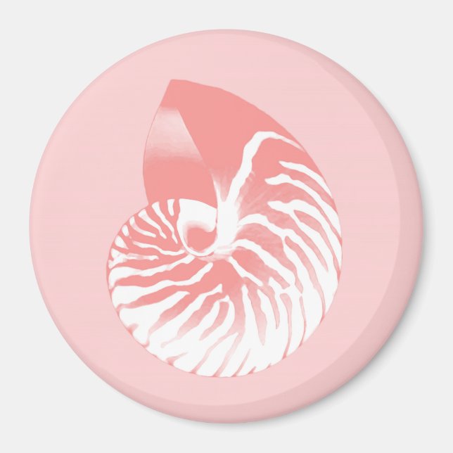 Imán Cubierta de Nautilus - rosa de coral y blanco (Frente)