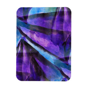 Imán cubismo transparente púrpura, arte abstracto azul