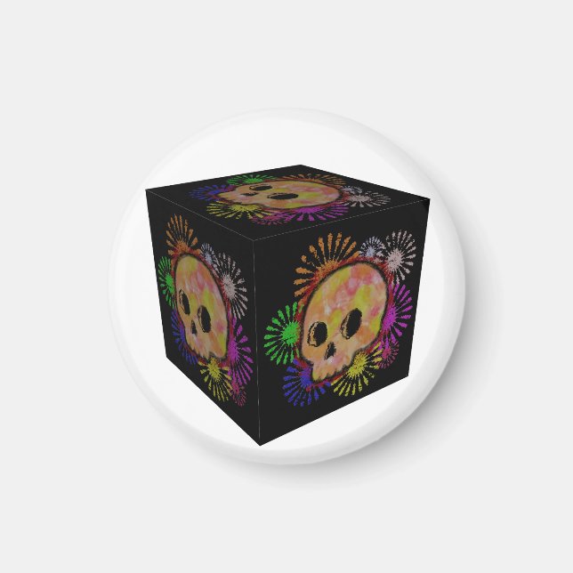 Imán Cubo de acuarela de Burst Floral colorido (Frente)