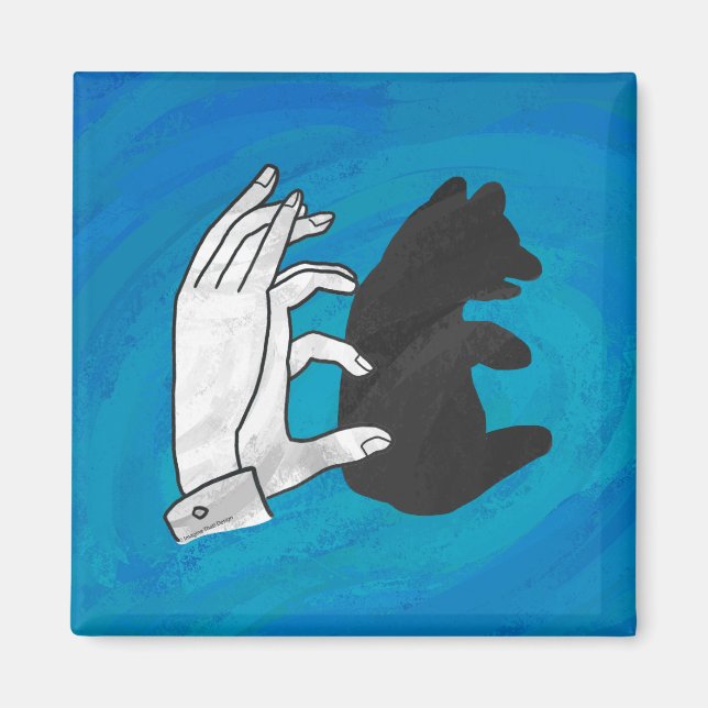 Imán Cubo De Oso Sombra Sobre Azul (Frente)
