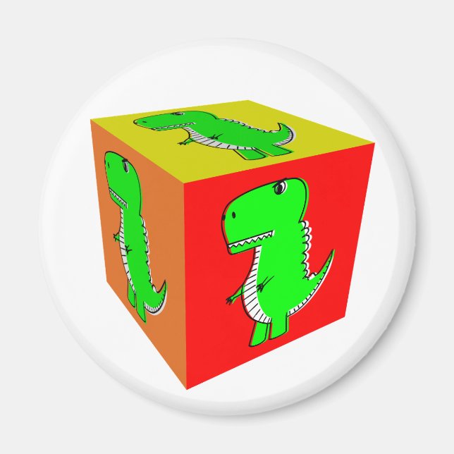 Imán Cubo Personalizado Dino Cube Art (Frente)