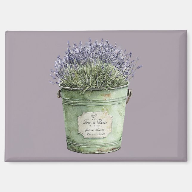 Imán Cubo Verde Blanco Flores Lavanda (Anverso)