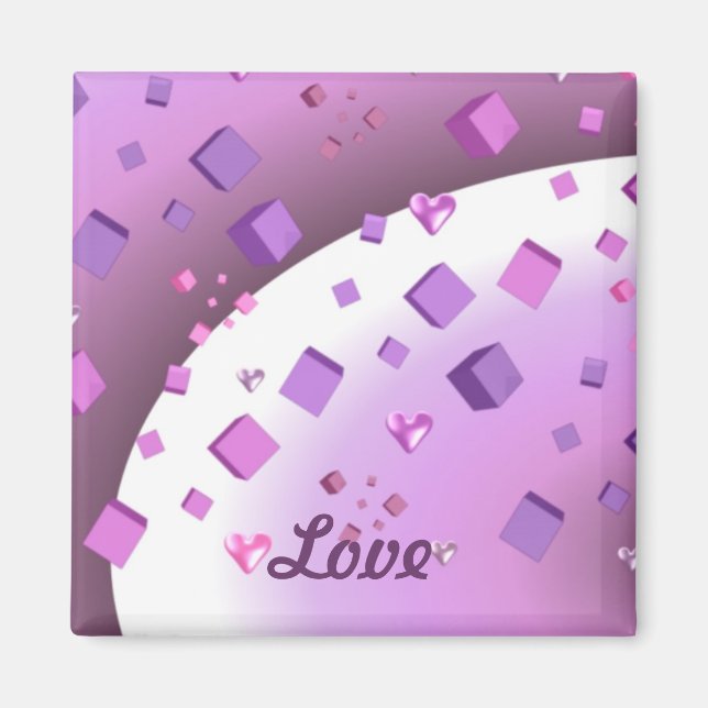 Imán Cubos flotantes y corazones (Frente)