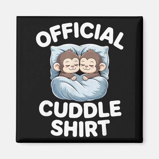 Imán Cuddle Shirt Cute Sleepy Monkey Couple  (Frente)