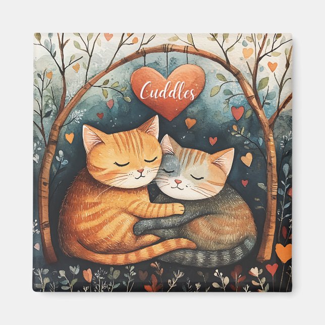 Imán Cuddle Snuggys y Kitty Love Ilustracion Art (Frente)