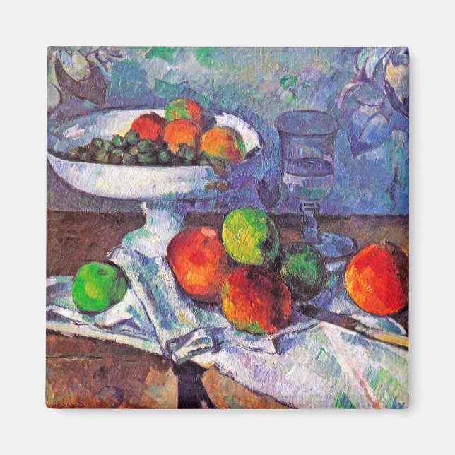 Imán Cuenco de frutas, vidrio y manzanas, Cezanne (Frente)