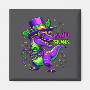 Imán Cuentas de Mardi Grawr T-rex Dinosaurio Carnaval d