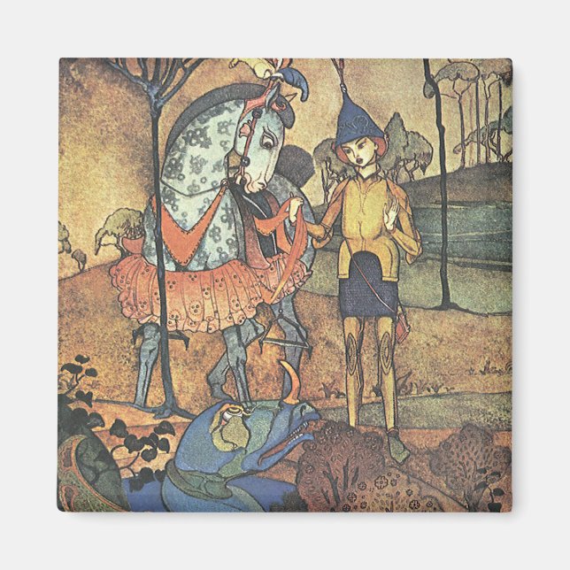 Imán Cuento de Hadas Antiguo, Un Caballero Valiente y D (Frente)