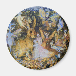 Imán Cuento de hadas Art. del vintage del conejo y de