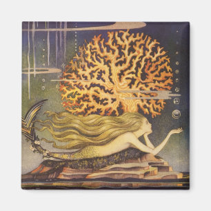 Imán Cuento de hadas del vintage, little mermaid en