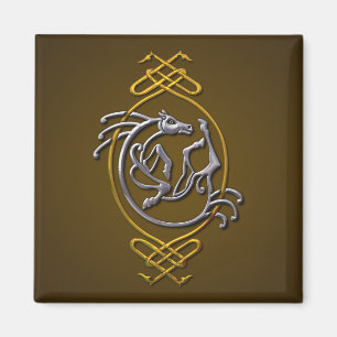 Imán Cuentos de caballos celtas - Plata y Oro