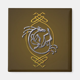 Imán Cuentos de caballos celtas - Plata y Oro