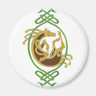 Imán Cuentos de caballos celtas - Verde y oro