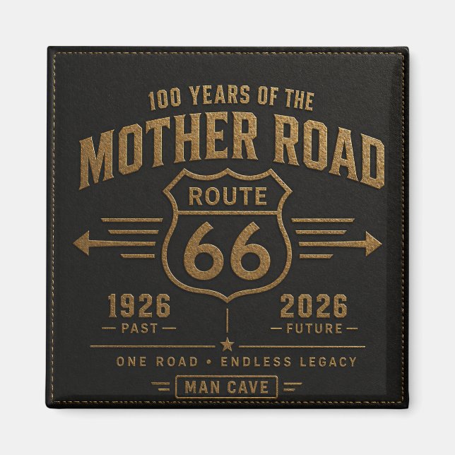 Imán Cuero Negro 100 Años De La Carretera Madre (Frente)