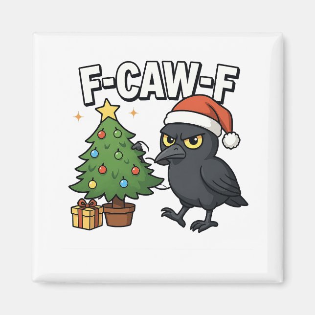 Imán Cuervo de Navidad F-caw-f Árbol de Navidad Meme  (Frente)