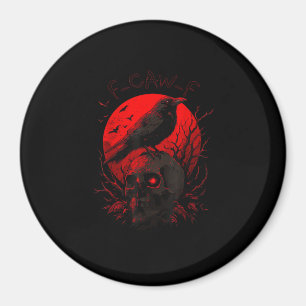 Imán Cuervo F-Caw-F Pájaro Divertido Luna Roja Gótico