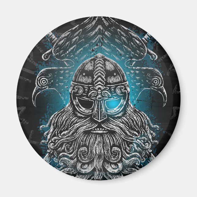 Imán Cuervos de Odín Mitología vikinga Valhalla espera (Frente)