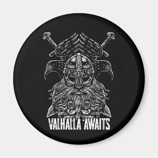 Imán Cuervos de Odín Mitología vikinga Valhalla espera (Frente)