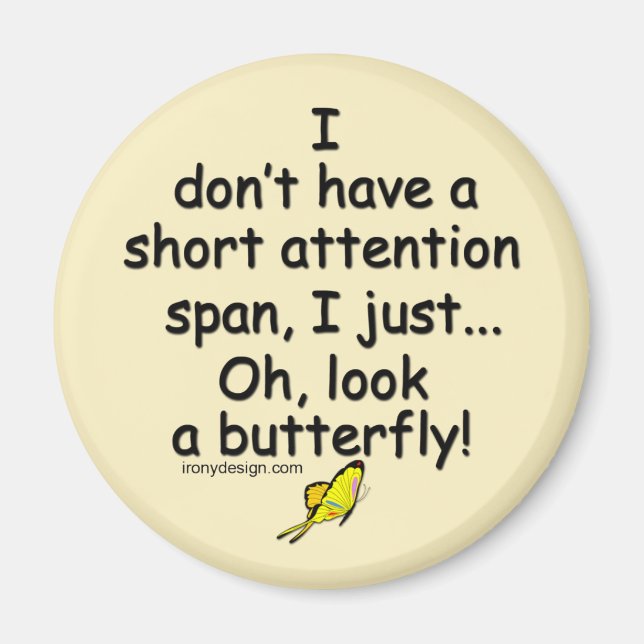 Imán Cuestión de atención corta Mariposa amarillo (Frente)