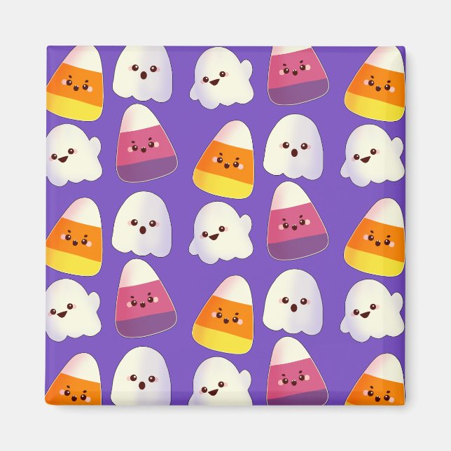 Imán Cuidada Candy De Halloween Y Patrón Fantasma (Frente)