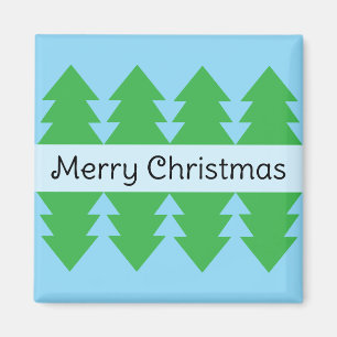 Imán Cuidada Feliz Navidad Diseño de Árbol Simple Azul