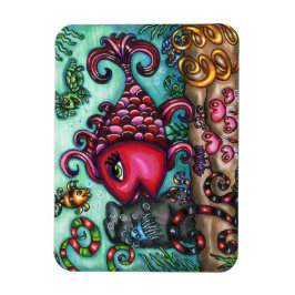 Imán Cuidada Pescado Whimsical Sealife Arte Original