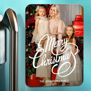 Imán Cuidada tarjeta navideña de navidad de mora foto f