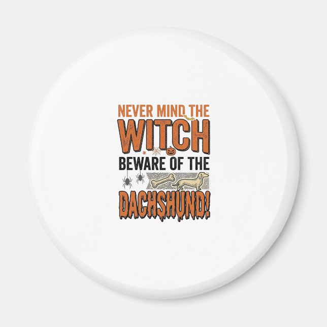 Imán Cuidado Con La Camiseta De Bruja De Halloween De D (Frente)