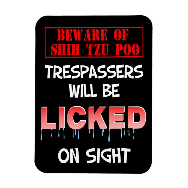 Imán "Cuidado con Shih Tzu Poo" Magnet (Negro) (Vertical)