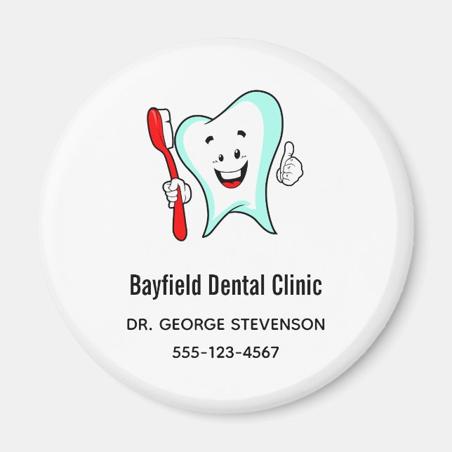 Imán Cuidado dental Feliz diente con cepillo de dientes (Frente)
