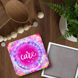 Imán Cuidado floral rosa de bonito Inspirador