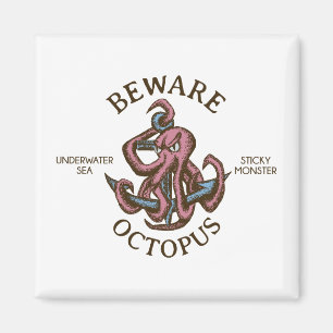 Imán Cuidado Octopus Nautical Creature Tentacle Monstru