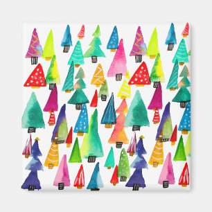 Imán Cuidados acuarelas árboles de Navidad