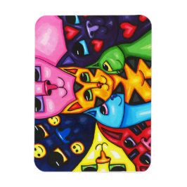 Imán Cuidados gatos coloridos arte caprichoso pintura o
