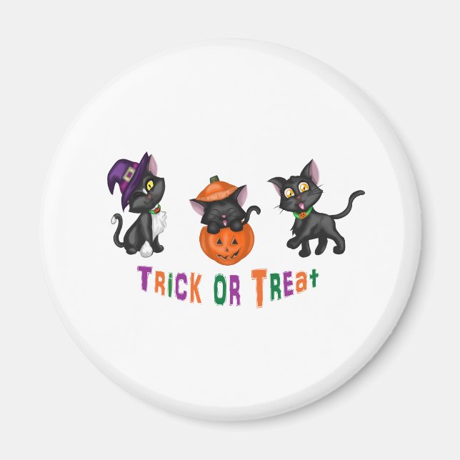 Imán Cuidados gatos de Halloween (Frente)