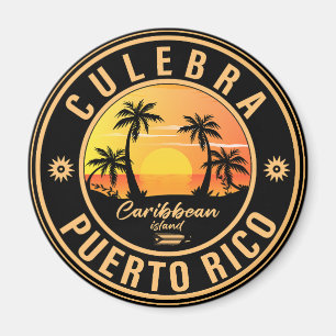 Imán Culebra Puerto Rico Retro Sunset Souvenirs 60