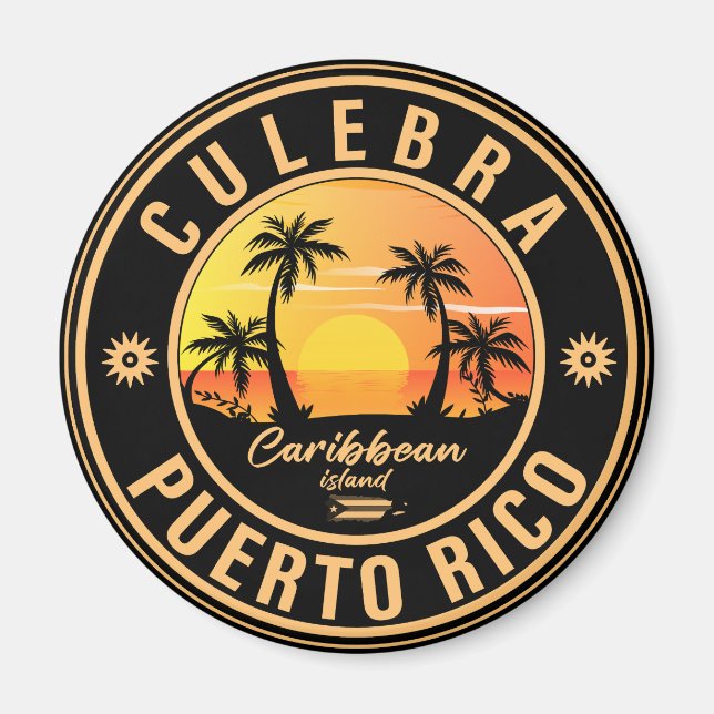 Imán Culebra Puerto Rico Retro Sunset Souvenirs 60 (Frente)