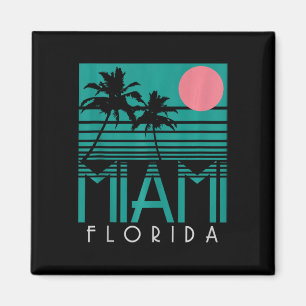 Imán Cumbre de Miami Florida Vintage Retro Palm Trees B