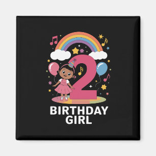 Imán Cumpleañera de Dos Años Niña Linda Cumpleaños 2º