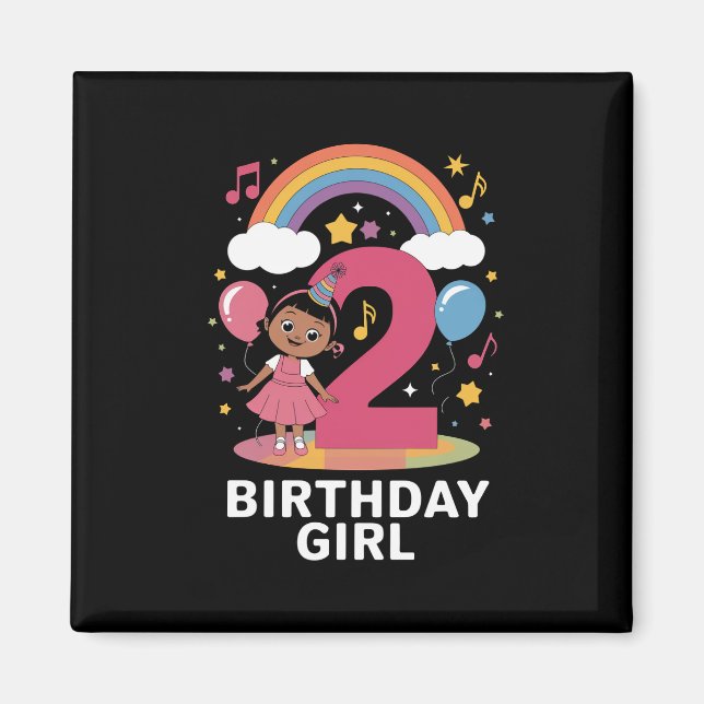 Imán Cumpleañera de Dos Años Niña Linda Cumpleaños 2º (Frente)